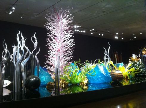 It is monocromanic at either end, but burst with exotic colors in the middle -- an entire years worth of glass winter, spring summer and fall.