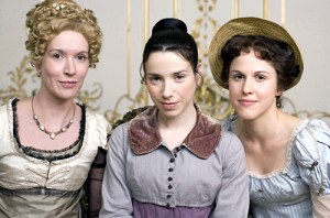 Masterpiece Theatre - The Complete Jane Austen: "Persuasion" - Julia Davis as Elizabeth Elliot, Sally Hawkins as Anne Elliot, Amanda Hale as Mary Musgrove [Photo credit: Nick Briggs/Masterpiece Theatre]