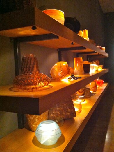 The glass in this room takes on the color of sand. We have definitely moved to the West. 