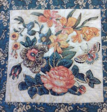 Detail from an over sized quilt being restored at the Textile Lab.