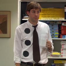 Jim attends an office Halloween party as s"Three whole Jim" 