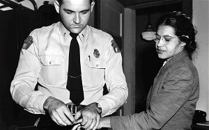 Rosa Parks getting fingerprinted after her arrest.