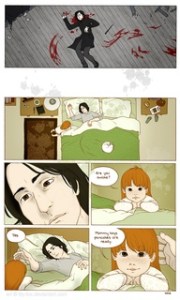 Found this piece of Fan Art on Pinterest (with Maggie's help -- thanks Maggie!) And can not find any one to attribute it to. Sorry. 