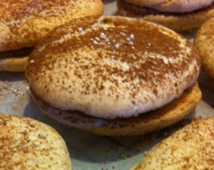 Finished Chocolate Almond macaron. 