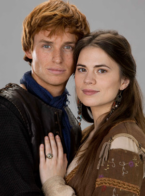 Publicity shot for Pillars of the Earth with Eddy Redmayne (Jack) and Hayley Atwell (Aliena) [Image courtesy: xyz]