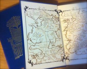 End paper from A Game of Thrones showing a map of the North. The Starks live in Winterfell which is about center on the map.