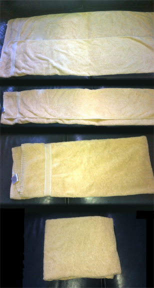 Mom's method. Start with a flat towel. Four steps later... You've done it "the right way."