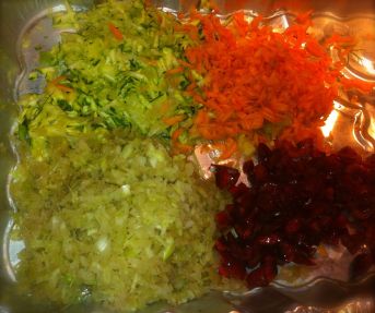 Zucchini, Carrots, Cherries and Fennel.