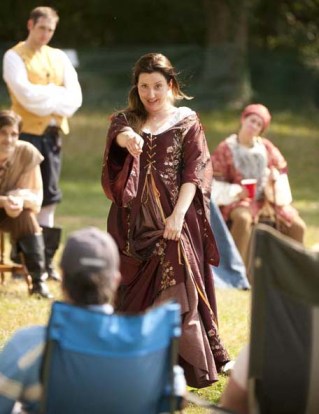 A little audience inter action during last year's Taming of the Shrew. [Image courtesy: Baltimore Shakespeare Factory.]
