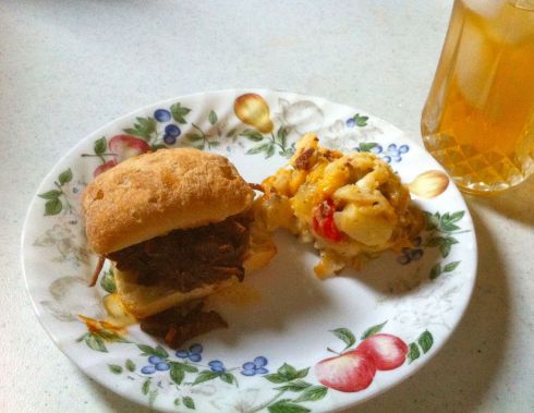 Serving suggestion: We had our Summer Bounty Potato Salad with pulled pork bbq sliders. Fresh brewed iced tea complimented the meal. 