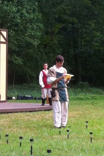 Chris Cotterman (Horatio) learns that Hamlet is coming back to Elsinore.