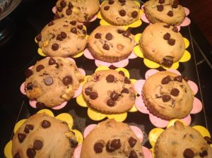 Muffins fresh from the oven. 