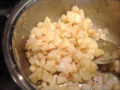 Browning the Onion and Garlic.