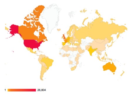 Latest global map showing where ritaLOVEStoWRITE has been read. Looks like I've got South America and Europe in good shape. Maybe a virtual good will tour is due for Greenland, Africa, the Middle East and Papua New guinea. North Korea and Svalbard Island may be too tough to crack. (You just looked up Svalbard Island, didn't you?)