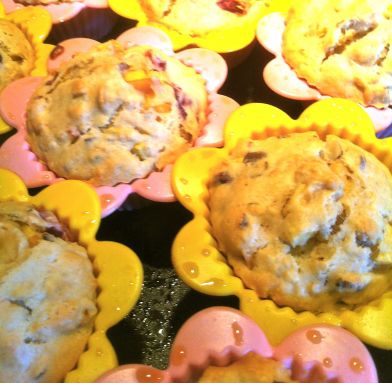 Nectarine Plum Granola Muffins fresh from the oven