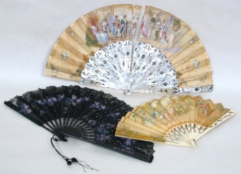 An assortment of fans found on www.JaneAusten.com http://www.janeausten.co.uk/wp-content/uploads/2000/01/3-regency-fans.jpg