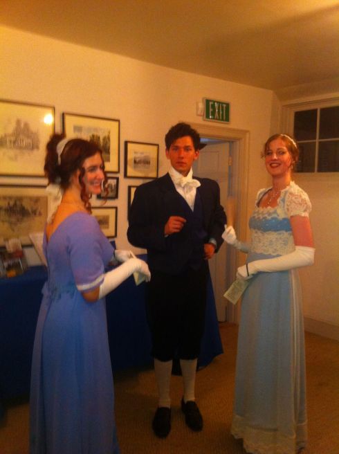 Tegan Williams, Brendan Kennedy and Shaina Higgins get into character.