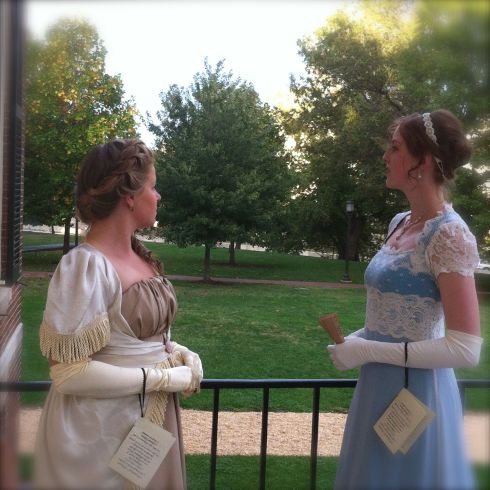 Lorraine Imwold  and Shaina Higgins look  out over grounds of Homewood House.