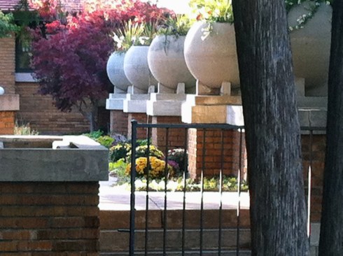 Planters along the edge of the Allen-Lambe property line. 