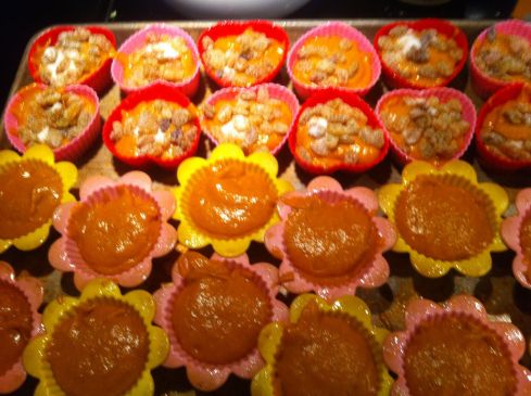 This recipe makes 24 muffins. (Please admire my new heart shaped silicone muffin cups.)