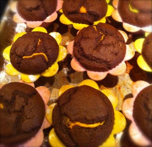 Muffins fresh from the oven. 