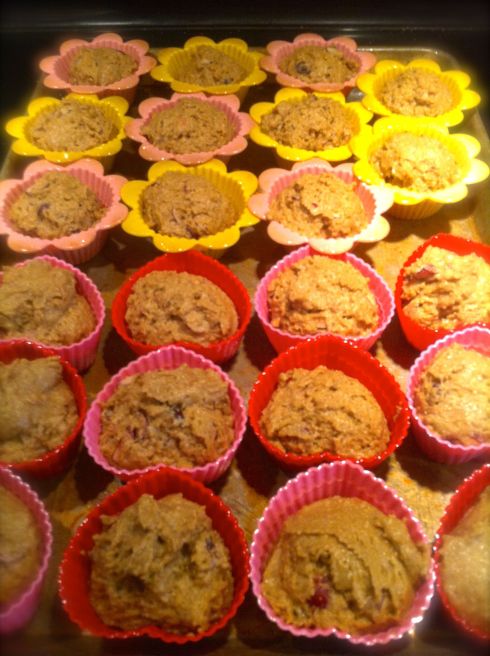 Cranberry Muffins ready for the oven. 