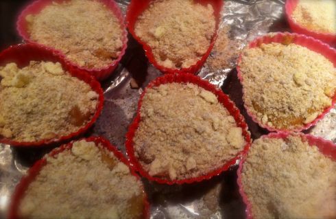 Apple Cranberry Almond Muffins ready to go into the oven.