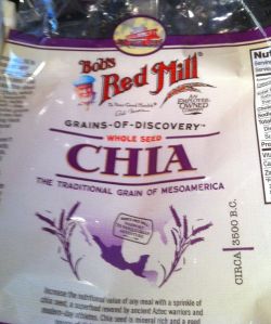 I picked up my package of Chia seeds at the Red MIll display of my local grocery store. The fresh pomegranates were in the produce aisle at Trader Joe's.
