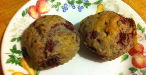 These Raspberry Pecan muffins are good on their own. But if you are livin' large and want to ramp up the flavor volume spread a bit of goat cheese on top a hot muffin. 