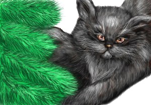 Cat And New Year Tree