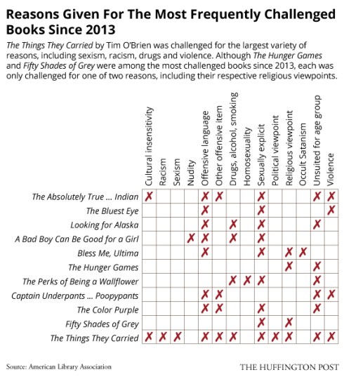 This is the matrix I use in trying to determine why a book has been challenged or banned.