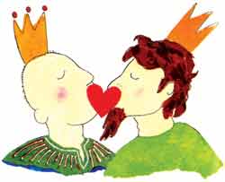The last image in the book is of the two kings kissing. 